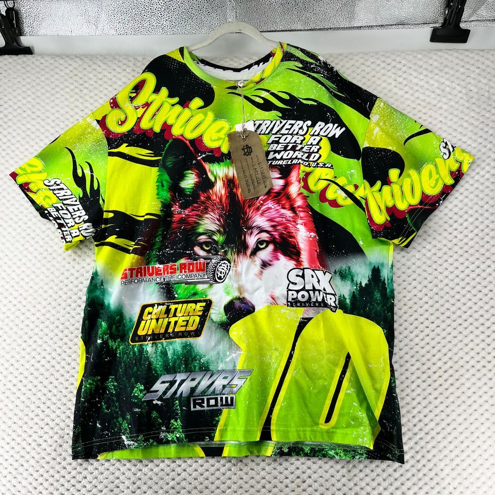 Strivers Row Graphic Tee‎ Jasmine Green Wolf Print Short Sleeve Streetwear 2XL